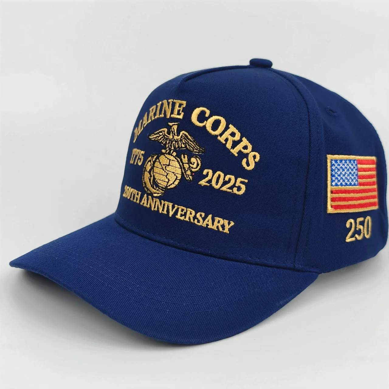 Offizielle Baseballkappe zum 250. Jubiläum des U.S. Marine Corps - Gestrickt mit 1775 - 2025 Logomuster, Verziert mit dem Amerikanischen F – Detail 14