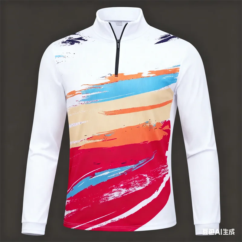 

3D Print Run Men's Half-zip Stand Collar Shirt New Colorful Pattern Long Sleeve Sweatshirt Autumn Casual Street Sports Clothing