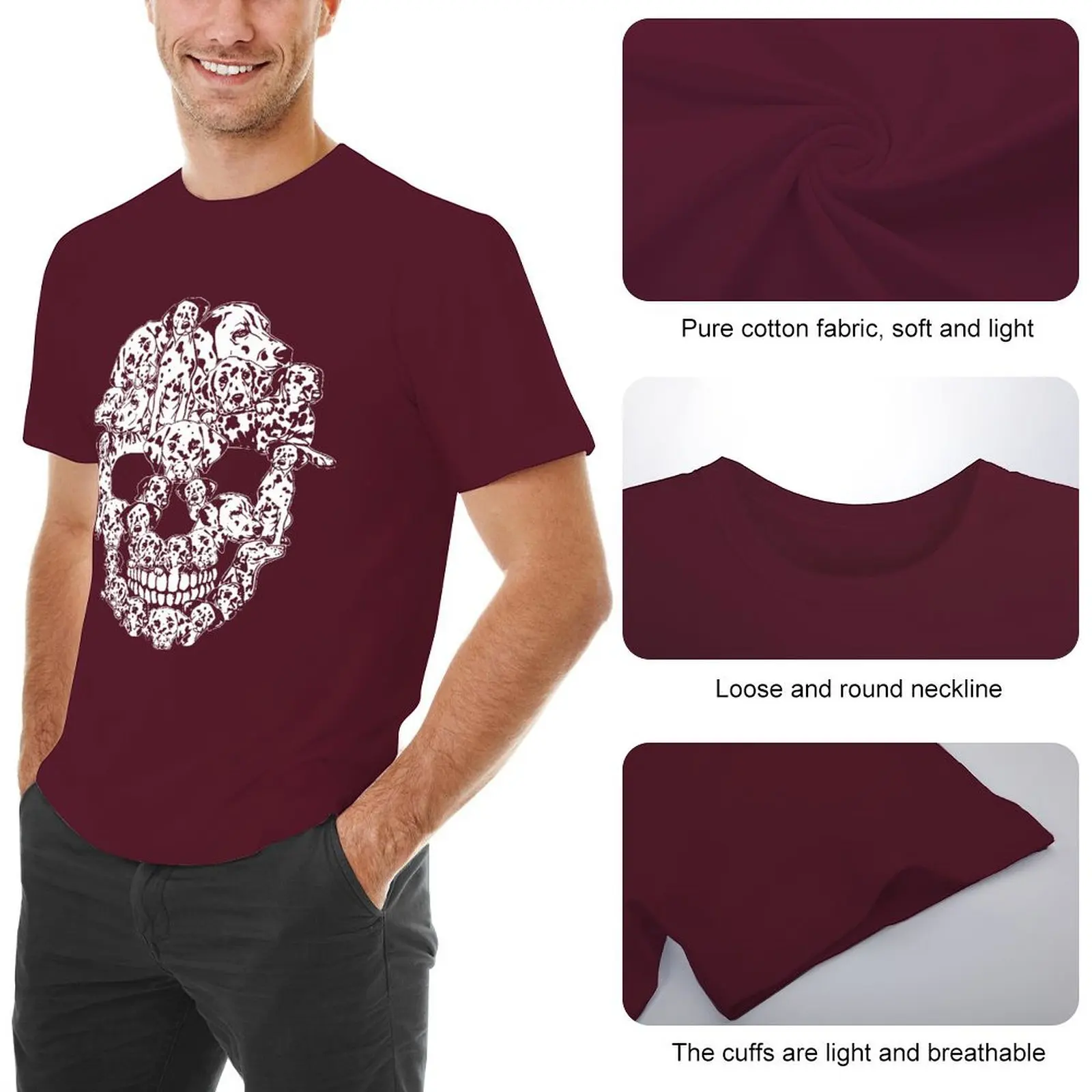 مضحك الجمجمة الدلماسية الكلب جرو عاشق تي شيرت الجرافيك القطن الشارع الشهير قصيرة الأكمام هدايا عيد الميلاد الصيف نمط تي شيرت الرجال