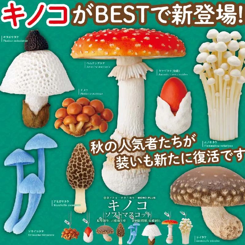 Japan Genuine IKIMON Gashapon Capsule Toys Qi Tan Club Cute Kawai Soft Soft Mushroom Pendant Mushroom Pendant