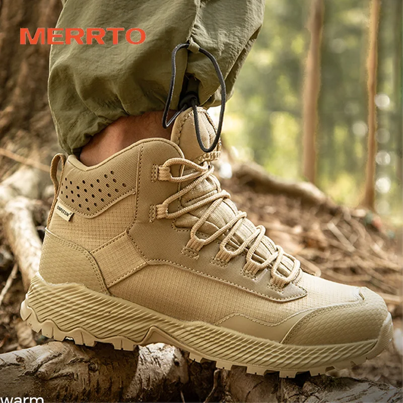 MERRTO Hiking shoes Men waterproof hunting Boots Tactical Desert Combat Boots trekking Ankle snow boots non-slip travel Sneakers