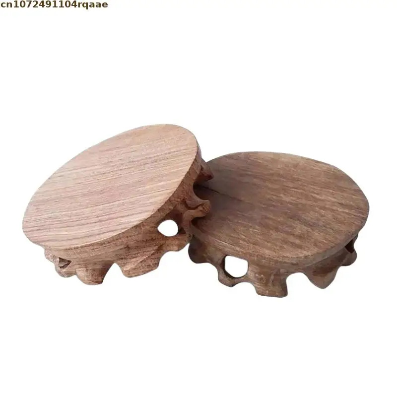 Simple Miniature Wooden Base Coffee Tea Sets Pedestal Figurines Vase Flower Pot Sorting Table Display Stand Bonsai Plant Shelves