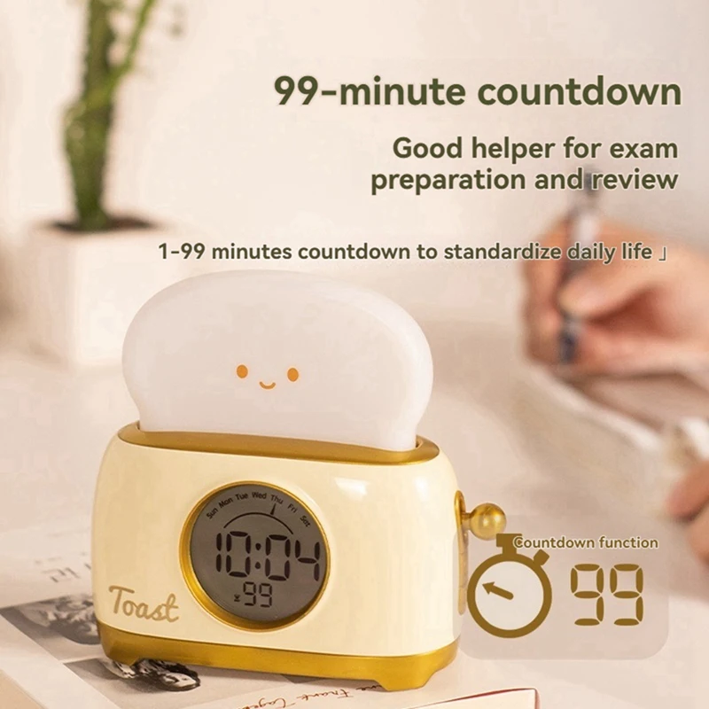 Broodbakmachine Wekker Nachtlampje met timingfunctie en oneindig dimmen 1200mAh Nachtlampje voor slaapkamer, nachtkastje, desktop
