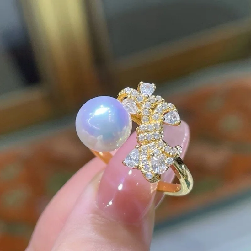 

SGARIT кольцо с бантом из натурального пресноводного жемчуга, стерлинговое серебро 925, позолоченное женское кольцо, элегантные изящные ювелирные изделия