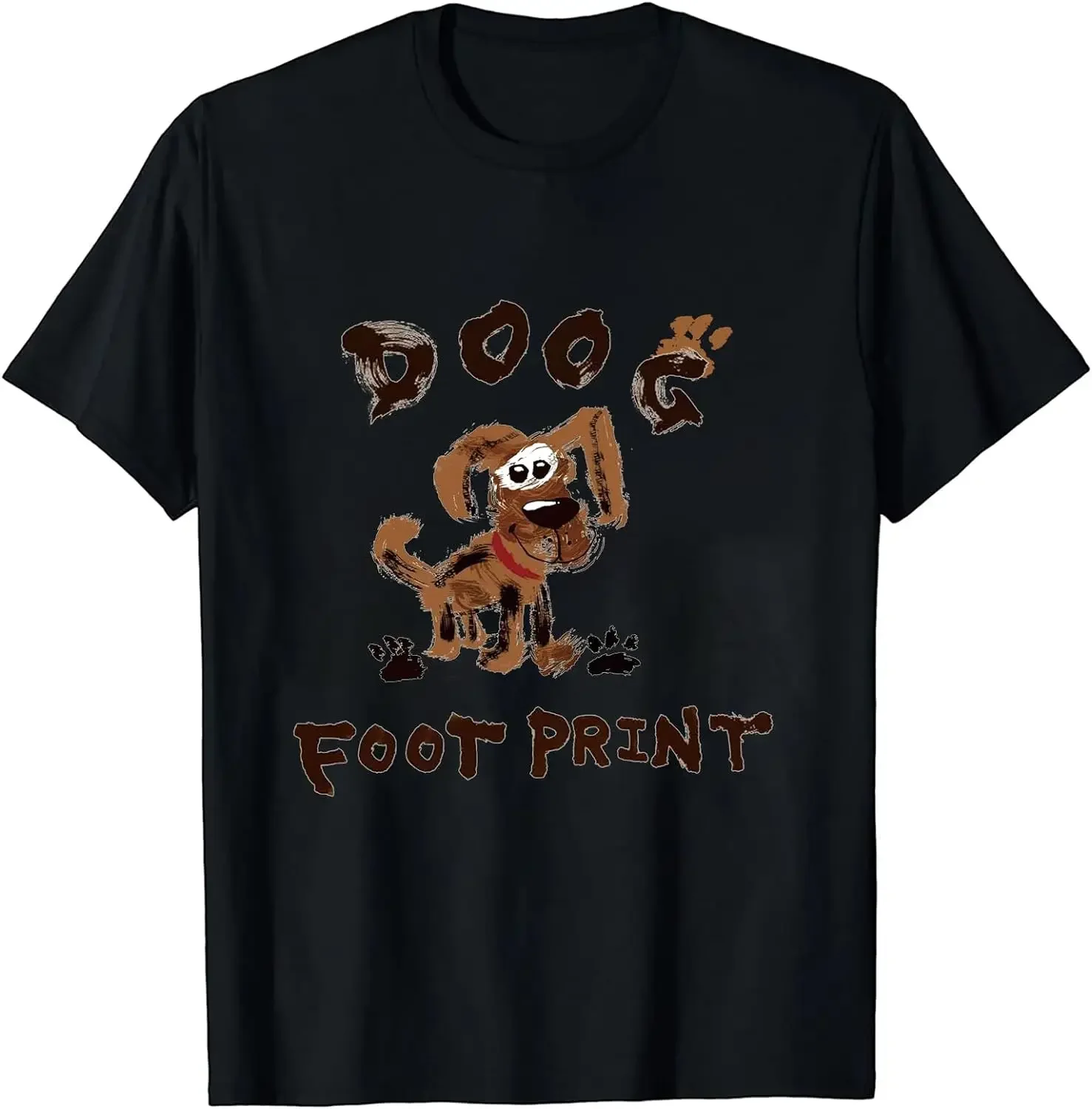 Funny Cartoon Gogs Foot Print T-Shirt