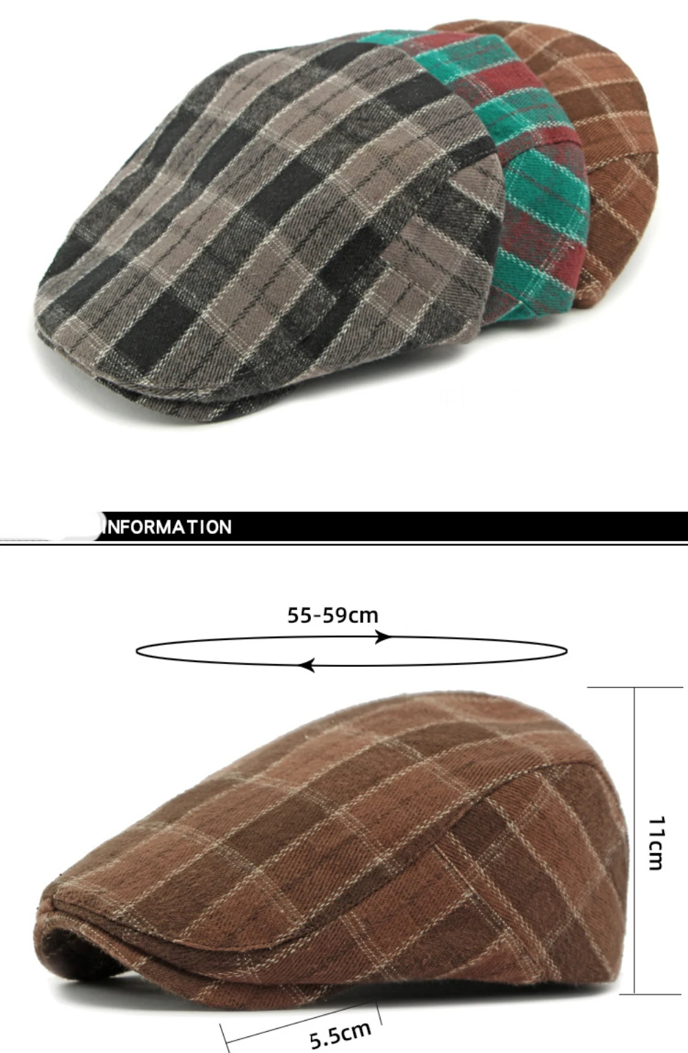 HT4947 Berets Neue Herbst Winter Caps für Männer Frauen Plaid Künstler Maler Baskenmütze Hut Männlich Weiblich Ivy Flache Kappe Einstellbare Baskenmütze Kappen – Detail 4