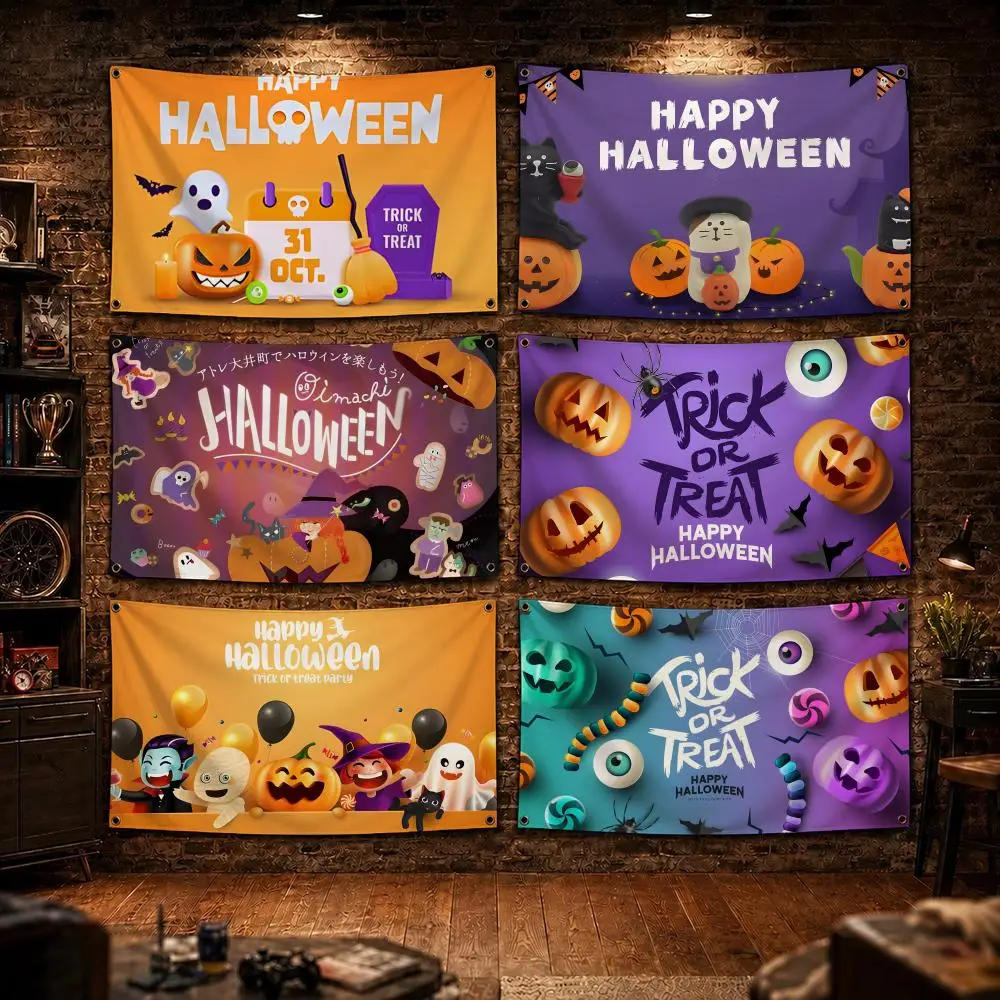 Colorful Pumpkin Candy Party Flags Decor Garage Flags for Bedrooms Outdoor Decor Tapestry Flaga Advertising Barber Shop