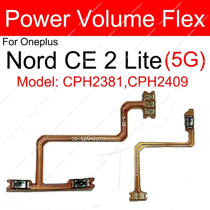 For Oneplus 1+ Nord CE CE 2 CE2 Lite 5G On Off Power Volume Switch Button Flex Cable Side Key Flex Ribbon Replacement