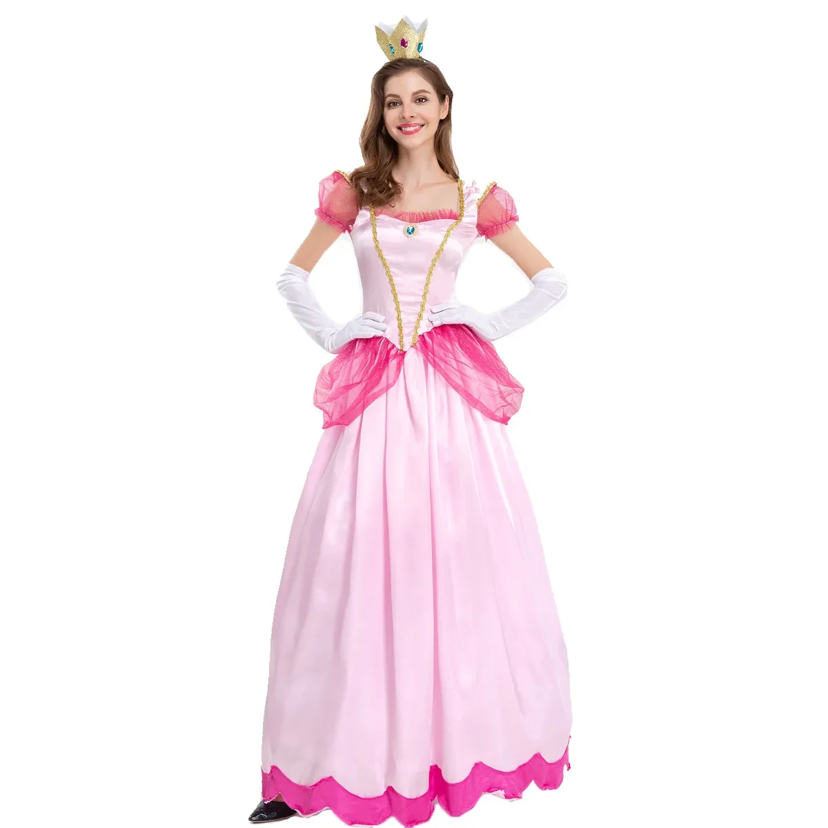 

Adult Princess Peach costume Women Cosplay Party halloween Costumes for women Pink fancy dress