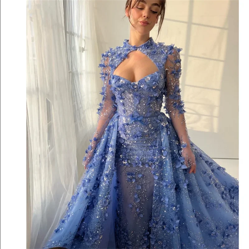 

Customized Luxuly Elegant Prom Dresses 3D Lace New In Long Dresses Detachable Train Court Train A Line Evening Dresses 2025