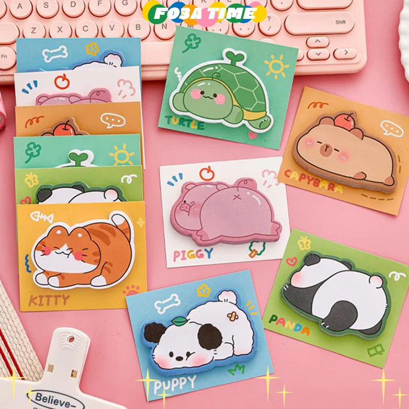 30 fogli Kawaii Cartoon Capibara Orso Animali Note adesive Lista delle cose da fare Planner Simpatiche note adesive autoadesive Materiale scolastico