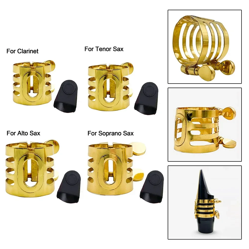 Sax Mouthpiece Clamp Reed Clip Clarinet Soprano Alto Tenor Sax With Rubber Covers Saxophone Ligature Accessories