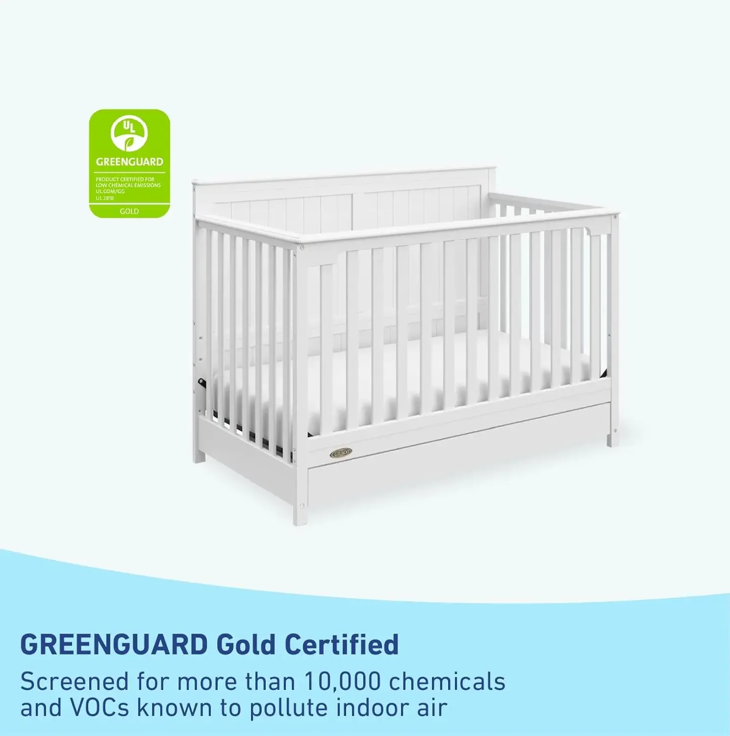 GREENGUARD-CPull convertible 5 en 1 avec MEL( Blanc), ignorez Gold, CPull avec MELChlore, Pépinière pleine grandeur