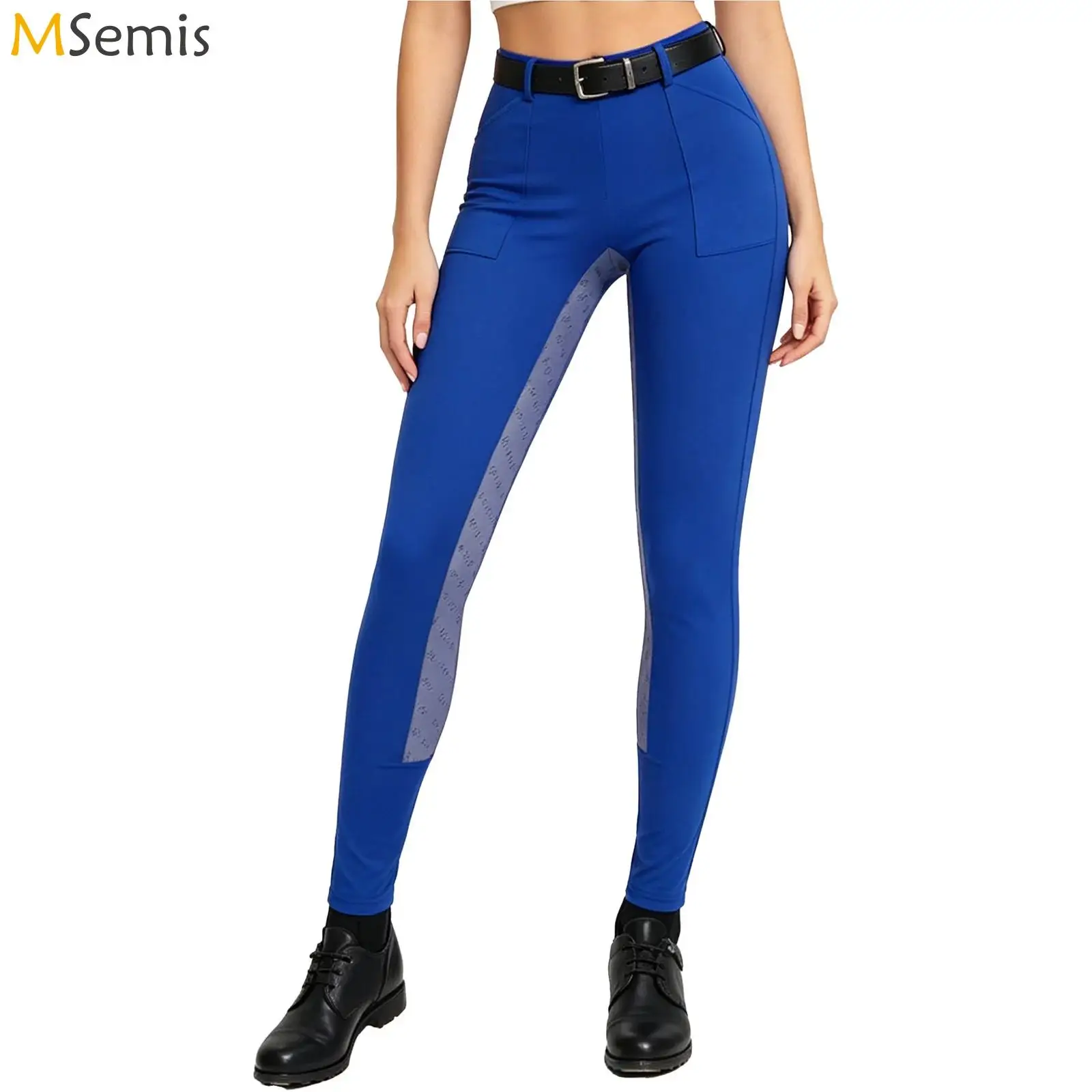 Pantalones de Montar a Caballo para Mujer, Pantalones de Equitación con Asiento Completo de Silicona, Leggings de Montar Transpirables de Alta Elasticidad para Entrenamiento