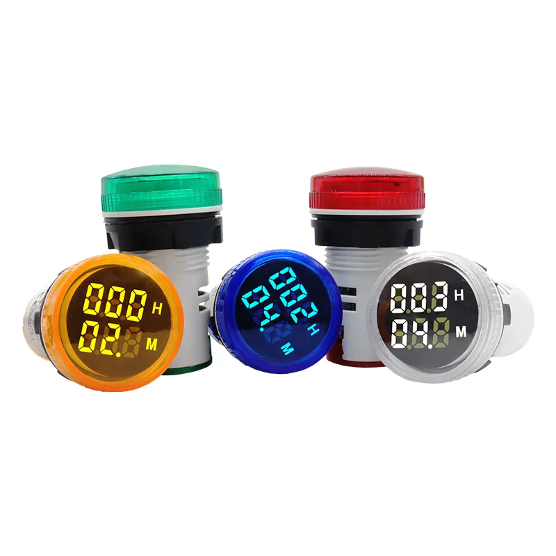 22mm LED Round Digital Timer Meter 0-60 minute/0-999hour AC 220V-380V Indicator Panel Timer Meter