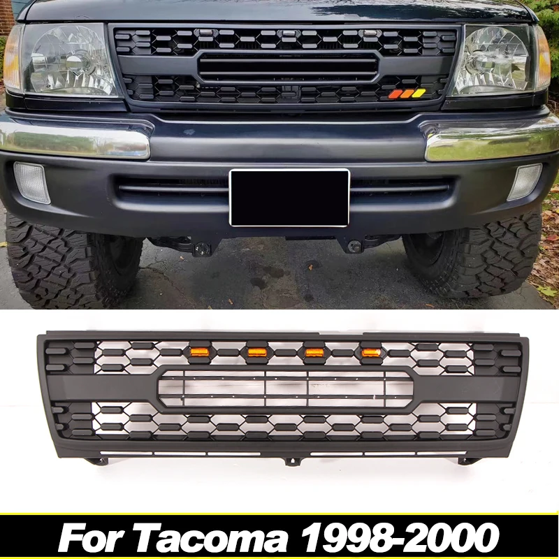 

Front Grill with LED light Bumper Racing Grill Accessories Fits For 1998-2000 Toyota Tacoma