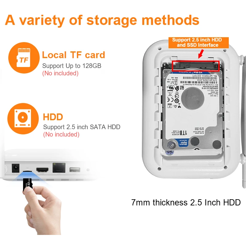 Cactiroots 미니 와이파이 NVR 무선 네트워크 비디오 녹음기, 5MP/4K 감시 카메라용, 2.5 인치 SSD TF 카드, Solt XMEye, H.265, 8CH, 5MP