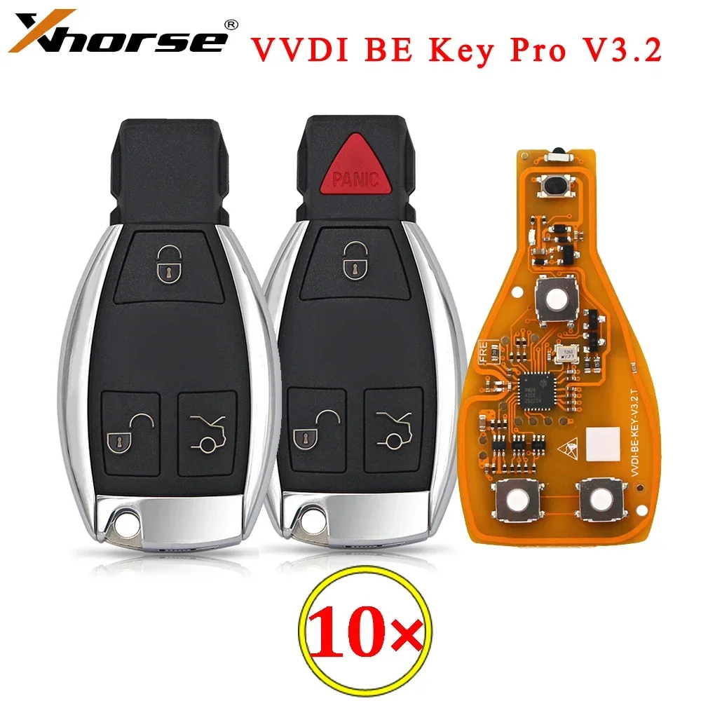 10PCS/LOT New XHORSE VVDI BE Key Pro Improved Version Yellow Board V3.2 315MHz/433MHz with Chip for Mercedes Benz