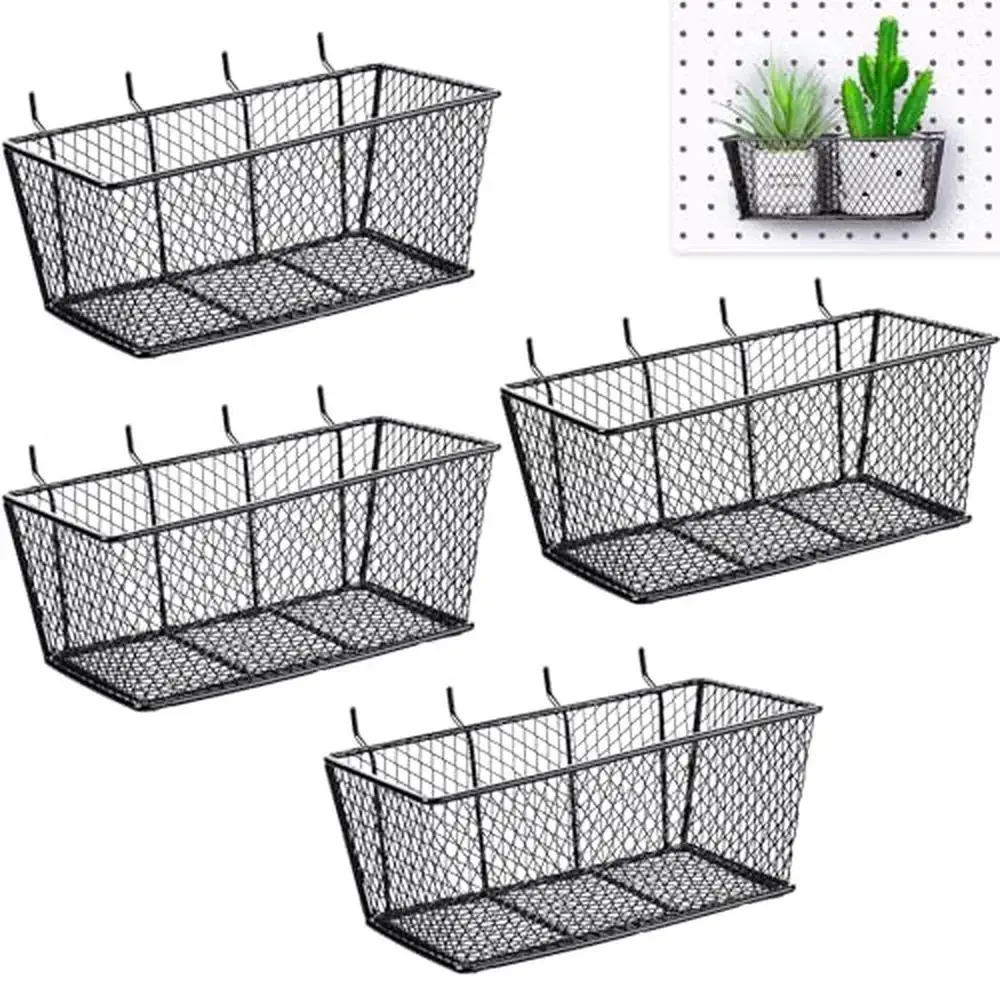 Metal Wire Shelf Baskets Pegboard Accessories Garage Workbench Storage Organizer