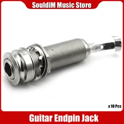 10PCS CYLINDER Guitar Pickup Endpin Output Jack Nickel Strap Lock Chrome