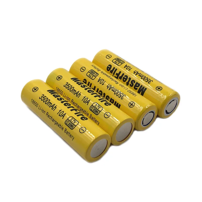 4pcs/lot MasterFire Original 3500mAh 18650 3.7V 12.95Wh Rechargeable Lithium Battery Cell for Toy Torch Batteries 30A discharge