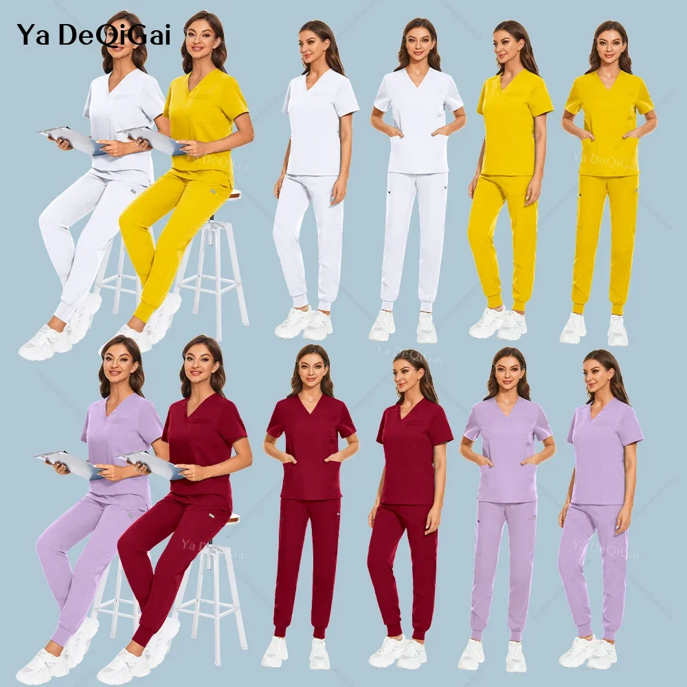 Medische Uniformen Set Scrubs Tops Joggingbroek Verpleegkundige Accessoires Ziekenhuis Tandheelkundige Kliniek Schoonheidssalon Spa Werkkleding Clohtes