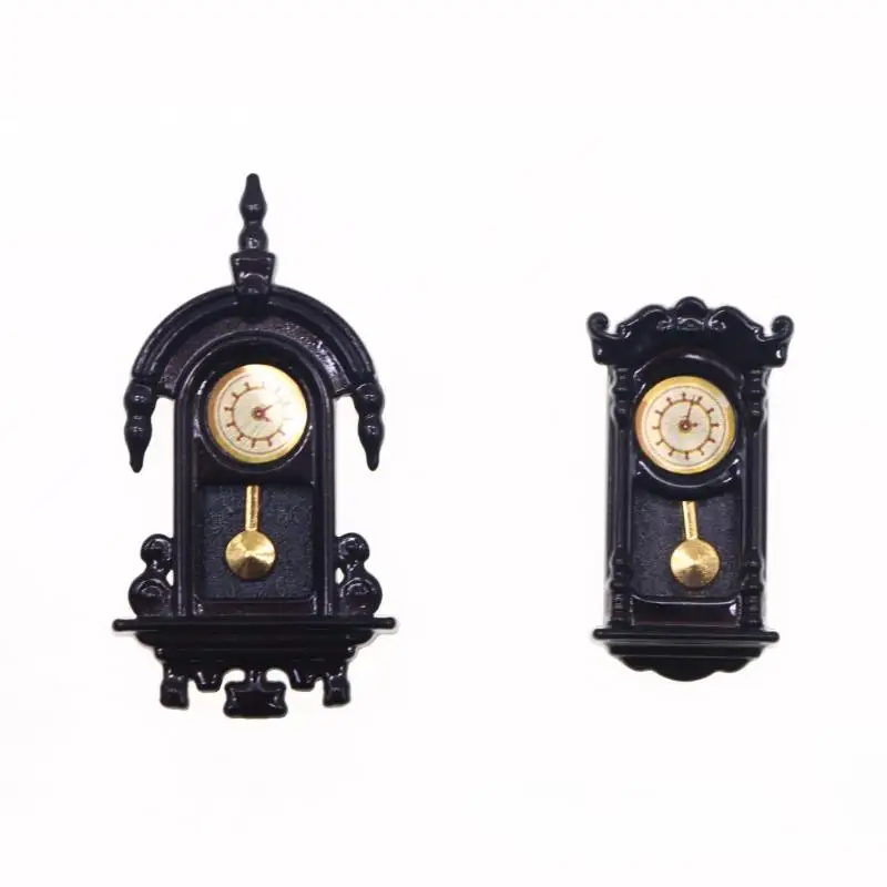 Doll Home Clock Living Room Decor Toy Dolls House Micro Scene Accessories 1/12 Dollhouse Vintage Simulation Wall Clock Model