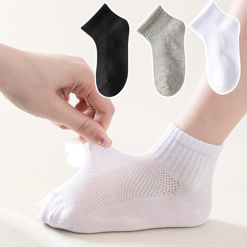 Neue Drei Paar Weiße kinder Socken Sommer Dünne Baumwolle Mesh Student Sport Kurze Socke Großhandel