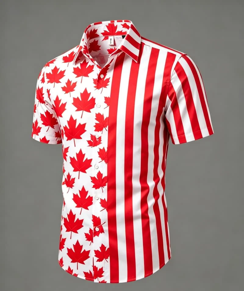 

Men's Flag Printed Short Sleeved shirt, Suitable For Various activities, Daily wear, And Versatile Patriotic Style