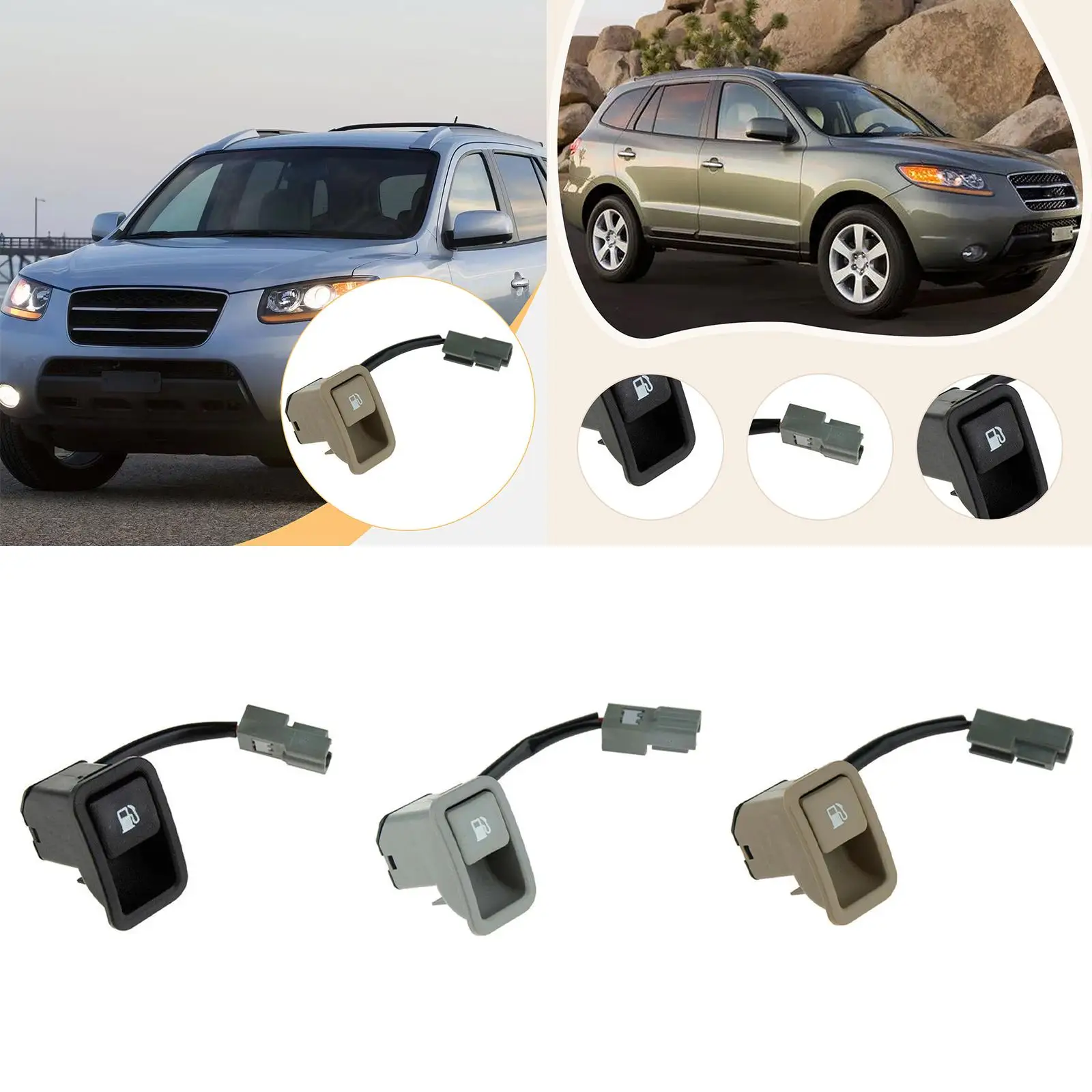 Fuel Gas Door Switch 935552B000 Compatible Plastic Fuel Tank Opener Button for Hyundai Santa Fe 2007 2009