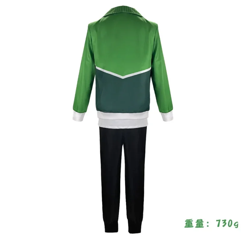 أنيمي Zom terau تنكري للأولاد ، تيندو ، جاكيت أخضر ، شعر مستعار ، دلو ، قائمة الموتى ، زي حفلة الهالوين