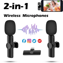 Professional Wireless Lavalier Microphone Portable Audio Video Recording Mic Live Broadcast Gaming For iPhone 15 Android Laptop