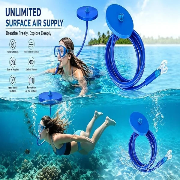 Full Dry Respirator, Underwater Breathing Device, Diving Snorkel Float, Snorkel Tube, Long Snorkel Breathing Tube, Swimming Stre