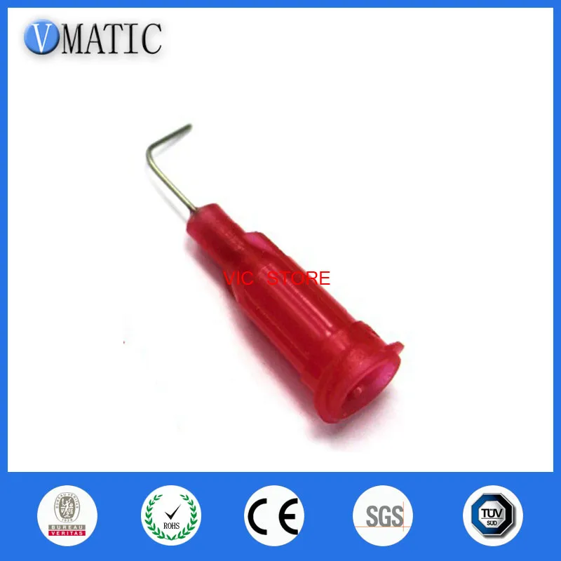 

High Quality 100Pcs 25G Red 0.5" Tube Length 90 Degree Bent Dispenser Glue Needle 1/2 Inch