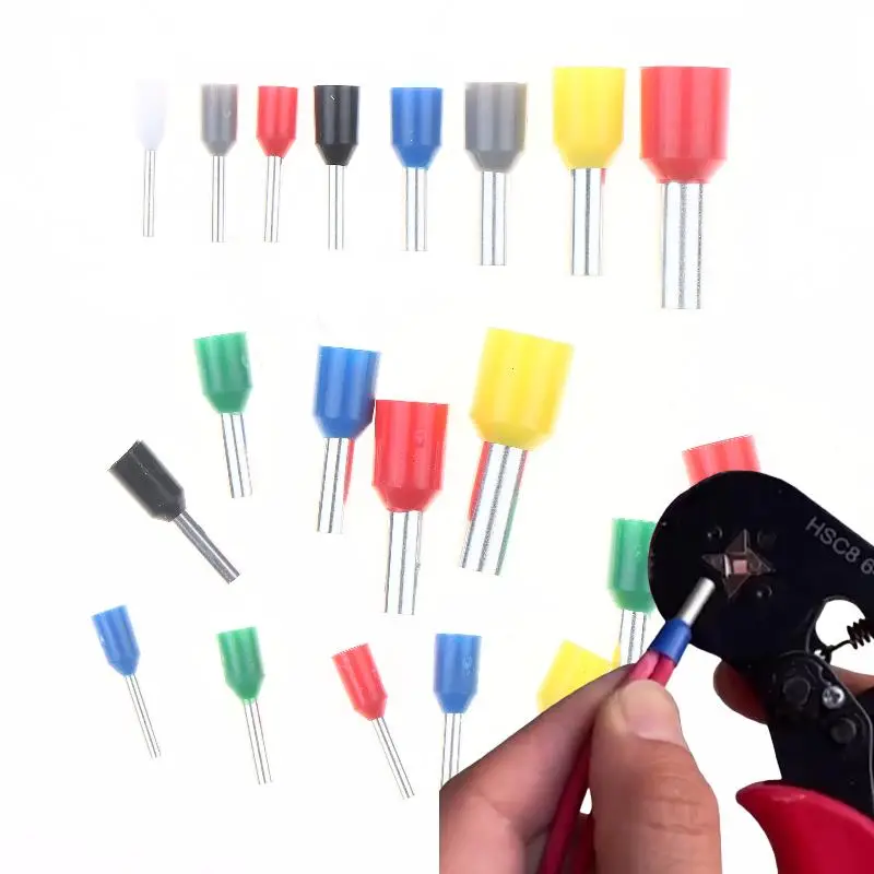 Kit de Conectores de Terminais Tubulares 450/700/1250 Peças, Terminais de Fio Isolados, Terminais de Ponta de Pino, Crimpador Elétrico