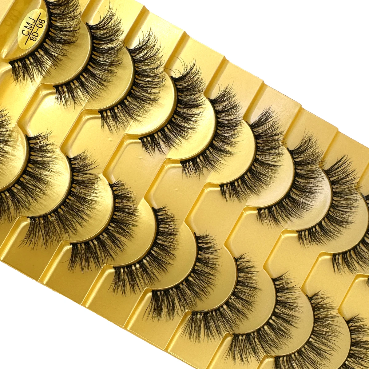 جديد 10 أزواج رموش عين القط ثلاثية الأبعاد رموش صناعية طبيعية رقيق لينة عبر مانغا جلدة Wispy رموش تمديد طبيعية ماكياج