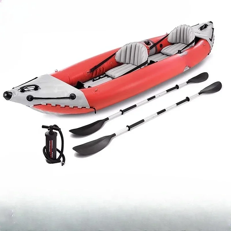 Two-Person Drifting Inflatable Rubber Rowing Boat with Paddle Air Pump - Double Assault Boat for Water Sports