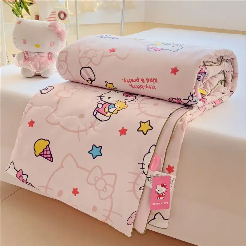 Sweet Kawaii MINISO Hello Kitty Anime Kuromi Bed Decoration Cute Cinnamoroll Washable Soft Comforter Quilt Cover Gifts Toys