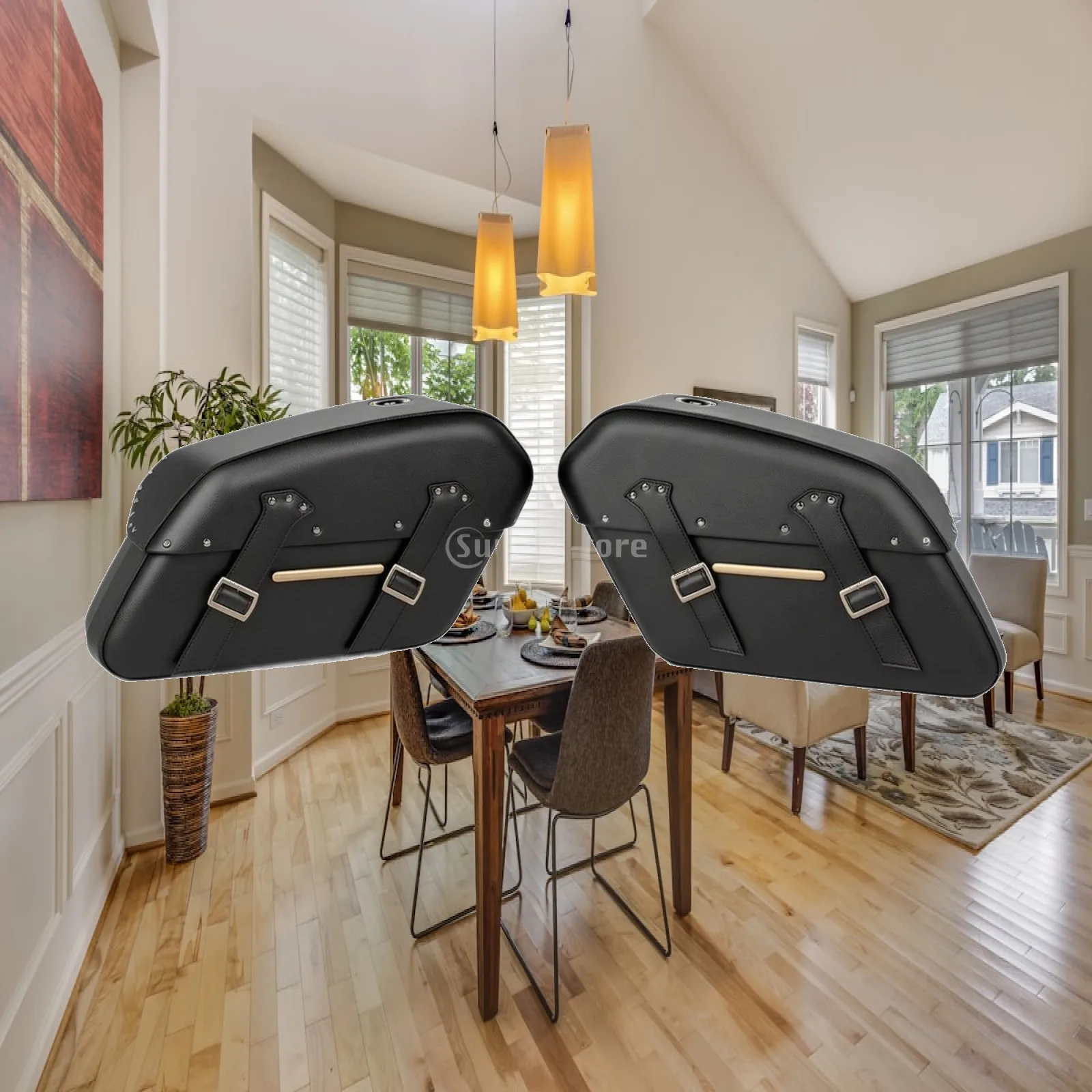 Microfiber Leather Motorcycle Side Bag Saddlebags Pannier Storage for Bagger Fat Boy Tradition Outlaw Touring Luggage Gear