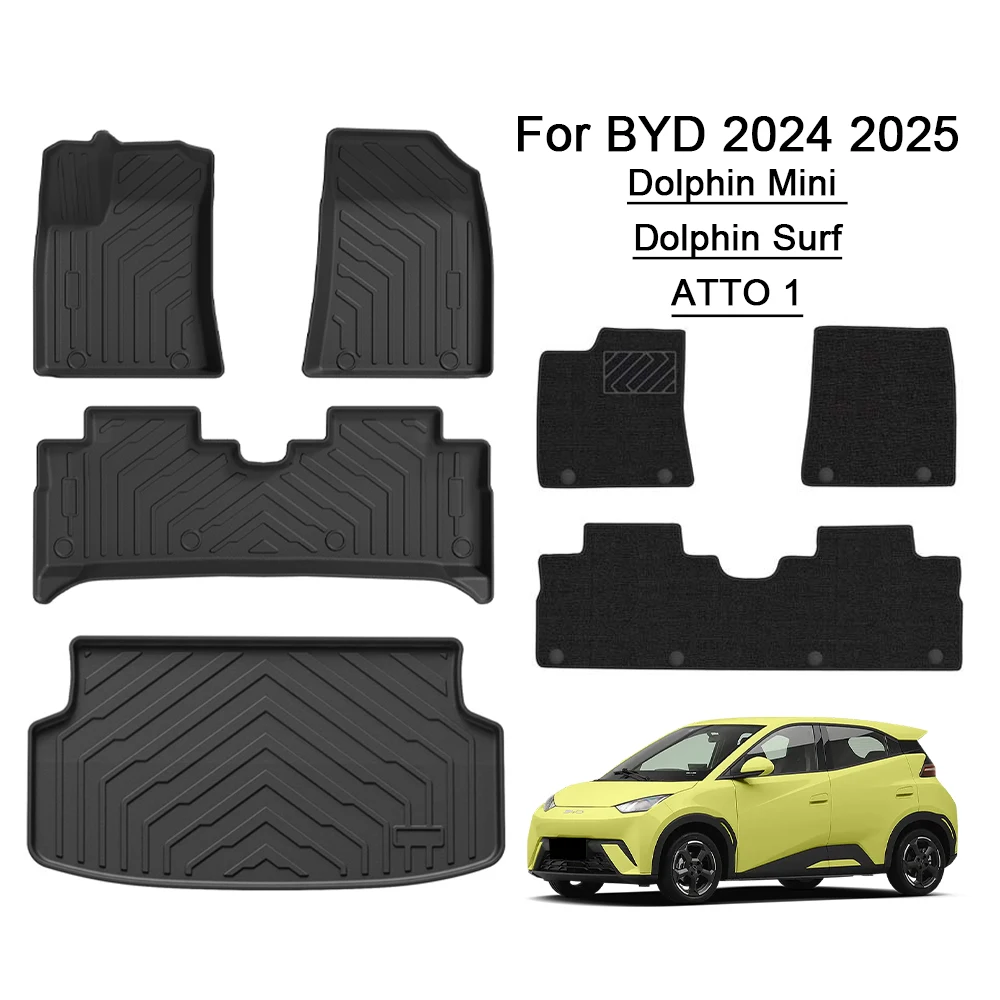 For BYD Dolphin Mini Dolphin Surf  2024 2025 2026 ATTO 1 TPE Floor Mats Rear Trunk Mats Layer Foot Pads Salon Carpet Full Cover