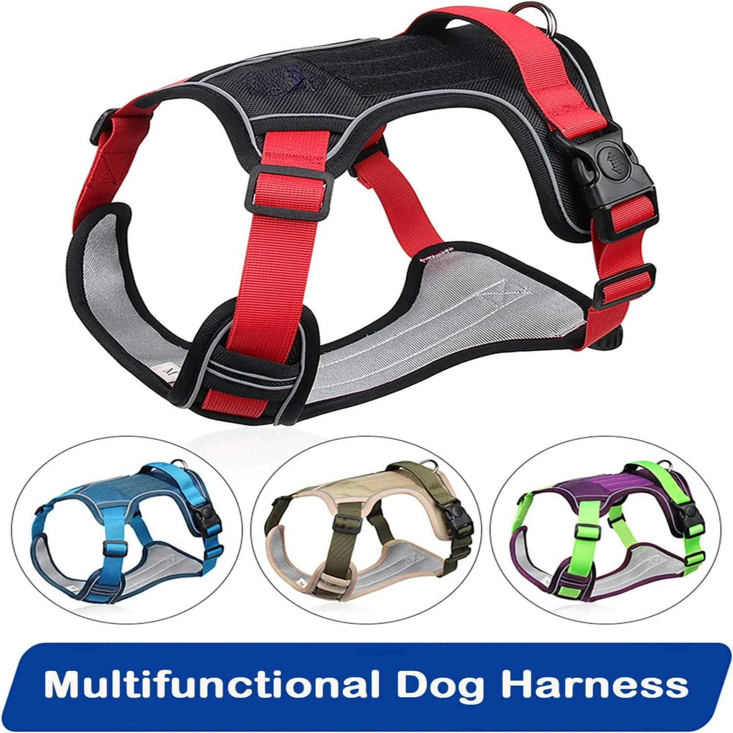 

Comfortable lightweight Red service dog vest harness for medium to large dogs. Enhanced support with soft adjustable handle, nec