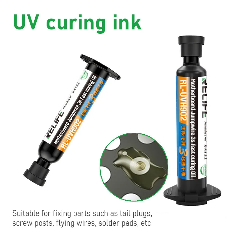 

1pc RL-UVH902 UV Curing Solder Mask for Mobile Phone Repair Jumping Wire Quick Dry Curing Welding Paste Flux Oil