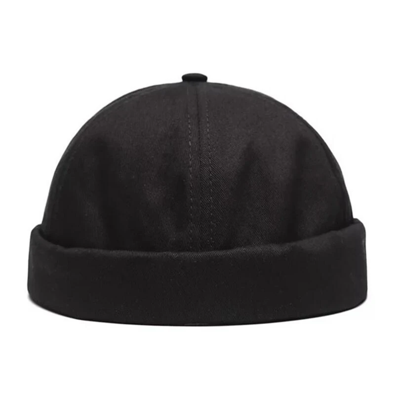 Men Women Retro Dome Melon Streetwear Brimless Beanie Cap Unisex Skullcap Sailor Cotton Trendy Color Elastic Panels Docker Hat