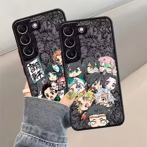 Cute Demons Slayer Cartoon Phone Case For Samsung S25 S24 S23 S22 S21 S20 S10 S9 Ultra Plus Edge FE 5G Frosted Translucent