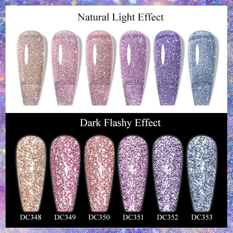 Mtssii 7ml Glitter Reflective Rubber Base Gel Nail Polish Laser Sparkling Semi Permanent Soak Off UV Gel Art Nails Varnish