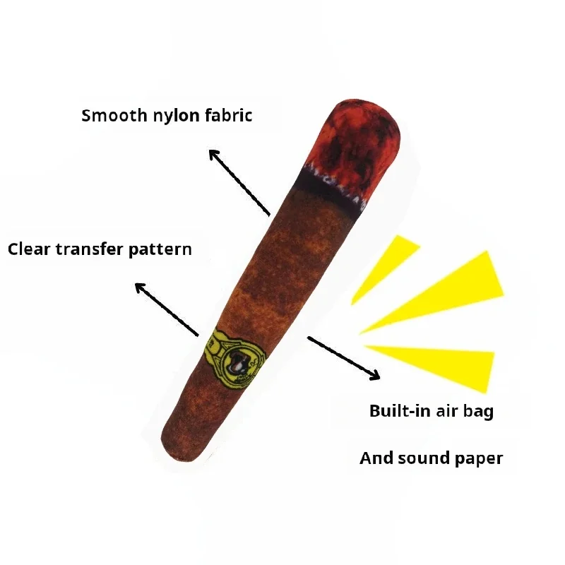 Dog Simulation Cigar Plush Squeaky Toy Funny Cigarette Shape Pet Chew Bite Resistant Stuffed Toy for Dogs