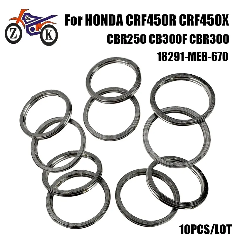 10 unids/lote junta de silenciador de escape de motocicleta para HONDA CRF450R CRF450X CBR250 CB300F CBR300 CMX300 CRF250LA CRF450R 18291-MEB-670