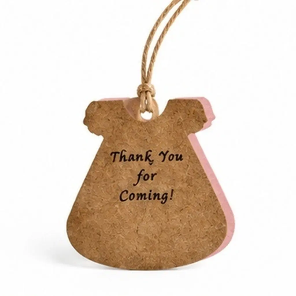 50Sets Dress Shaped Kraft Paper Tags Pre Punched Holes Shower Gift Labels Blank Kraft Paper Gift Tags Label Tag