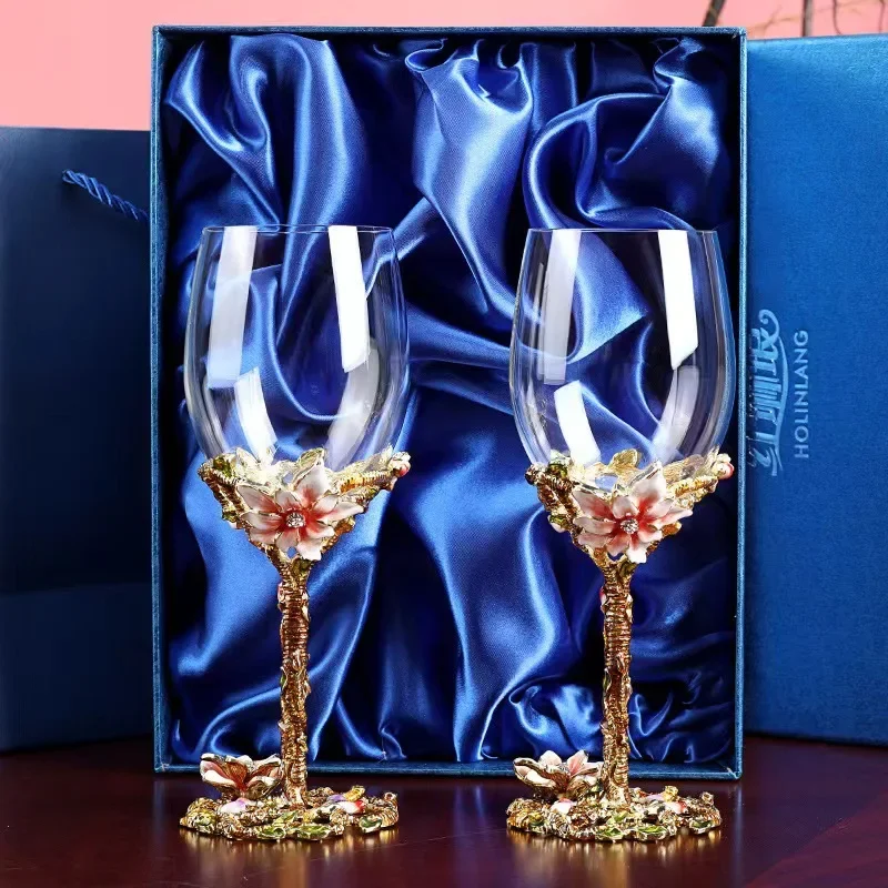 

Enamel colored red wine glass set 350ml goblet household crystal glass wine glass goblet