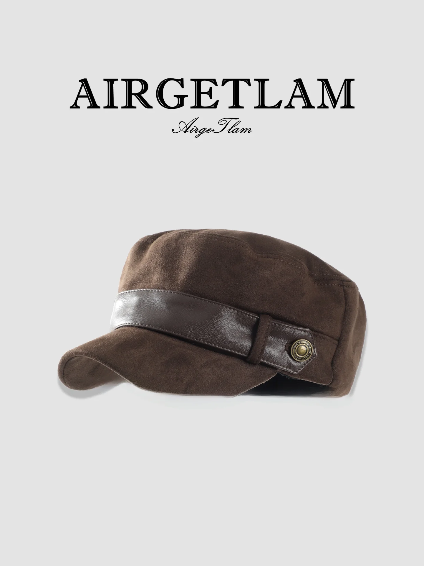 retro-suede-flat-top-equestrian-hat-women's-autumn-winter-new-style-british-atmosphere-duckbill-boy-scout-cap-airgetlam